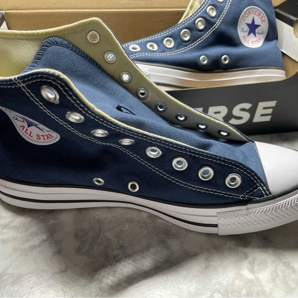Converse Navy High-Tops with Cream Interior - Picture 1 of 5